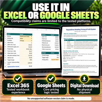 RepeatShine compatibility overview for Excel 365 and Google Sheets.
